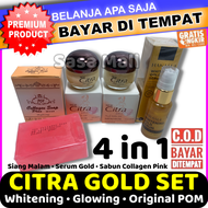 [COD] 4in1 Citra Gold Krim Siang dan Malam + Serum Hanasui Gold + Sabun Collagen Pink Pearly White U