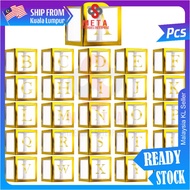 [1set] 30*30cm Gold DIY A-Z Transparent Belon Box Birthday Party Alphabet Decoration Boy Girl Shower