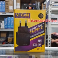 Charger hp VGEN 45W V-GeN VTC1-11 Fast Charging Adapter QC 4.0 PD Type C GaN 45W