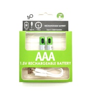 AA AAA C D 9V 18650 1.5v 3.7v Li-Ion Rechargeable Battery Type-C USB Charger Cable