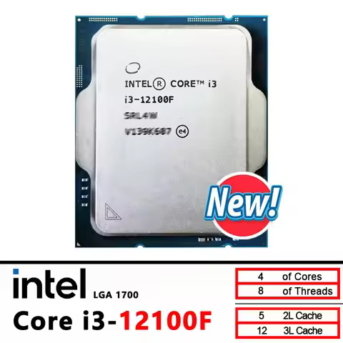 Intel Core i3 12100F New CPU i3-12100F 3.3 GHz 4-Core 8-Thread 65W LGA 1700 but no fan