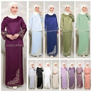 ♤Qaseh Kurung Moden Satin 1237 Baju Kurung Satin Lace Sulam Qaseh Baju Kurung Kedah Kurung Nikah Tunang Baju Raya☬