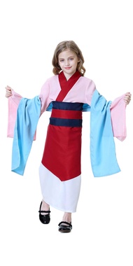 7C74 ชุดมู่หลานเด็ก ชุดมู่หลาน มู่หลาน Dress for Children Mulan Suit Disney Princess Costume Movie Party Cosplay Fancy Outfit