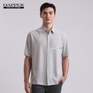 DAPPER เสื้อเชิ้ตแขนสั้น Textured Seersucker Shirt สีเขียวเทา