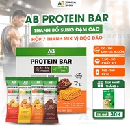 Box of 7 AB Protein Bars 40g AB NUTRITION Mix 4 Flavors Providing 160 Kcal, 12.5g Protein Less Sweet