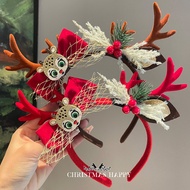 Christmas New Style Sika Antlers Headband Red Bow Headwear Cartoon Cute Children Hair Accessories He