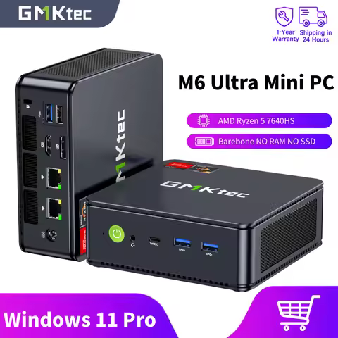 GMKtec M6 Ultra Mini PC AMD Ryzen 5 7640HS Windows 11 Pro Dual 2.5G Dual LAN WiFi 6E BT 5.2 Desktop 