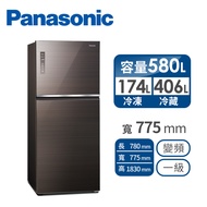 Panasonic 580公升玻璃雙門變頻冰箱 NR-B582TG-T(曜石棕)