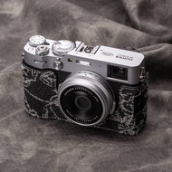 Real Genuine Leather X100VI Camera Half Bag for Fujifilm Fuji X100VI Case Checked X100VI Protective 