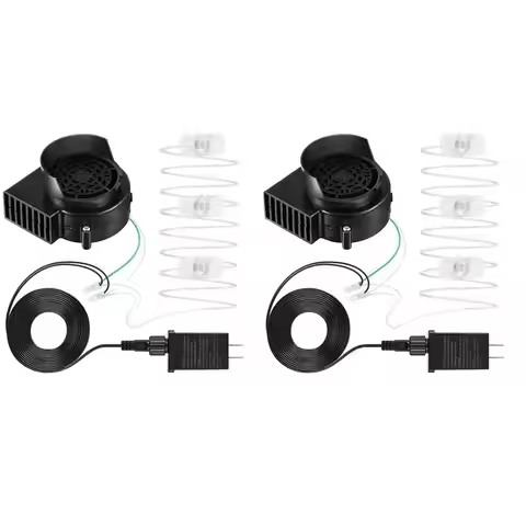 N84R 2X Replacement Fan Blower, 12V 0.8A Mini Air Blower With 3 LED Light String For Inflatables Ind