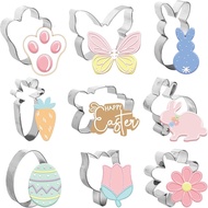 9Pcs Baby Shower Cookie Cutter Stainless Steel Cute Baby Romper Bib Boho Rainbow Daisy Shape Biscuit