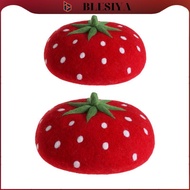 [Blesiya] Strawberry Beret Hat Warm Soft Costume Accessories Fashionable Artist Hat Wool Beret Hat C