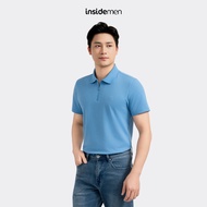 INSIDEMEN - short sleeve Men's Polo Shirt in Navy Blue. Cool fabric, easy to move in, Regular Fit fo