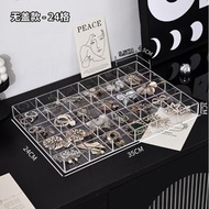 首飾盒 珠寶收納盒 女士珠寶盒 項鍊飾品耳環耳環戒指珠寶箱 首飾收納盒 多功能飾品收納盒-透明24格托盤不含蓋