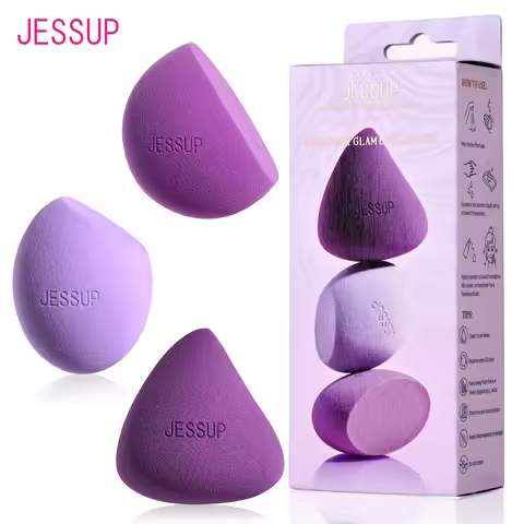 Jessup Makeup Sponges Set,3pcs Beauty Blender for Foundation,Concealer,Contour,Blusher,Flawless Blen