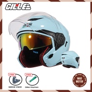 GILLE 893 Visage Men's Half Face Helmet Gold Iridium Inner Visor Motorcycle Helmet for women