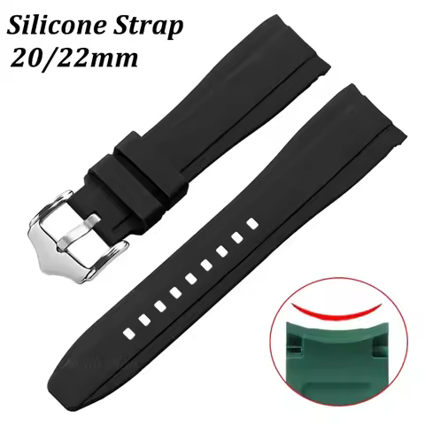 Silicone Strap for Seiko for Citize Curved End Watch Band for Omega for Swatch for Rolex Bands Men's