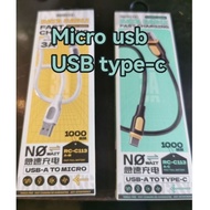 Remax Tea Line​rc113 Length 1 Meter Micro USB type C 1 Meter​3 Amps