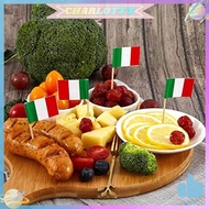 100Pcs Small Italy Toothpick Flag Creative Italian Cupcake Toppers Stick Banners for Party Celebrati