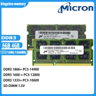 ไมครอนแล็ปท็อป Ram DDR3 4กิกะไบต์8กิกะไบต์1066/1333/1600เมกะเฮิร์ตซ์แล็ปท็อปหน่วยความจำ PC3-8500 10600 12800 14900 Ddr3 1.5โวลต์ SODIMM 204pin หน่วยความจำสำหรับโน๊ตบุ๊ค