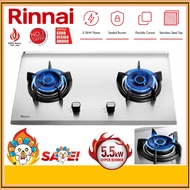 RINNAI RB-72S 2 Burner Cooker Hob Gas Hob (Stainless Steel) Built in Gas Stove RB72S Stainless Steel Hob