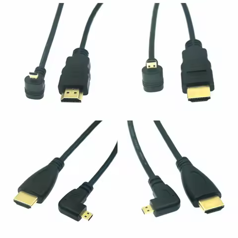 90 Degree Micro HDMI To HDMI-compatible UP/Left/Right Angle Micro HDMI Cable For Digital Camera Sony