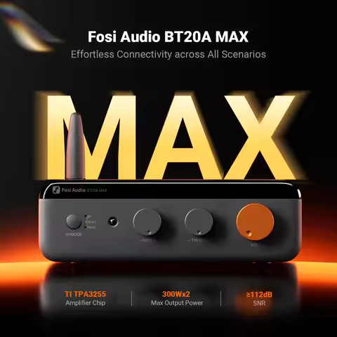 Fosi Audio BT20A MAX Bluetooth 6.0 Amplifer 2.1 Channel Hifi Stero amplifier PFFB 300W*2 Class D Hig