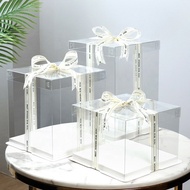CLEAR LID White Square Transparent Cake Box WITHOUT Ribbon / Kotak Hantaran Putih Transparent / Gift