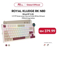 Royal Kludge RK N80 Rosy Clouds 80 Key Low Profile Tri-Mode RGB Wired Bluetooth 2.4G Wireless with T
