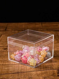 1個透明正方形丙烯酸盒子,包裝盒和陳列櫃,用於動作人物,防塵收納糖果盒