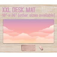 Cloudy Sky Desk Mat, Pastel Kawaii Mousepad, Anime Desk Mat, XXL Gaming Mousepad, Cute Extended Mouse Mat, Desk Pad Pink