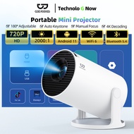 GOOJODOQ 180° Free Angles Android 11 Mini Projector With High Stand