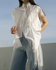 Rotsaniyom White Lace & Fringe Shirt