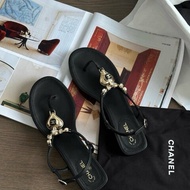 Chanel 寶石愛心珍珠夾腳 涼鞋涼拖39號 全新配件塵袋盒子