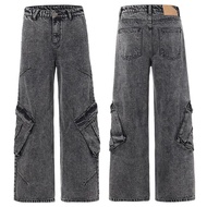 XXBroผู้ชายVINTAGE Streetwear DENIMกางเกงทํางานขากว้างPatchwork Heavy Dutyกางเกงแฟชั่นกางเกงยีนส์สบา