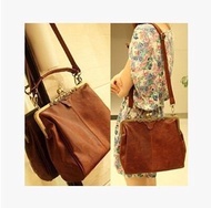 Korean female bag big bag Korean tidal cute retro fashion shoulder diagonal female bag Messenger_bag