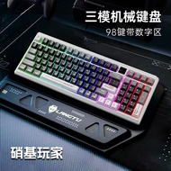 Langtu ปะเก็น95% แป้นพิมพ์บลูทูธไร้สายสามโหมดแบบ T98PRO 10000MAh แบบเปลี่ยนได้ด้วยหน้าจอขนาดเล็กคีย์