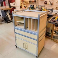 Birch Ocean Board Aluminum Profile Dining Side Cabinet Trolley Industrial Style File Cabinet Coffee 