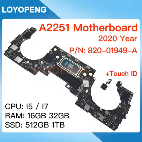 A2251 Motherboard 16GB 512GB 1TB 820-01949-A For Macbook Pro Retina 13" a2251 2020 logic board with 