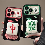Suitable for IPhone 11 12 Pro Max X XR XS Max SE 7 Plus 8 Plus IPhone 13 Pro Max IPhone 14 15 Pro Max Phone Case Interesting Mahjong Design FA and ZHONG with Flurry Accessories