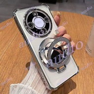 Honor X9d 5G Four Corner Plating Transparent Phone Case With Glitter Bracket For HONOR X9d X9D Honor