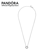 Pandora Logo Pavé Circle Collier Necklace เครื่องประดับ สร้อยคอ สร้อยคอเงิน สร้อยแพนดอร่า แพนดอร่า