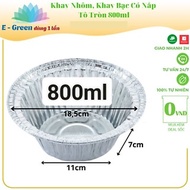 [HCM]10 Aluminum Trays, 800ml Foil Round Bowl, With Plastic Lid, Food Storage, Baked Goods - EGreen 