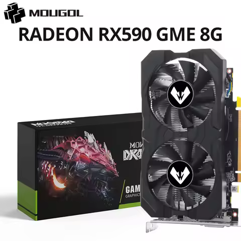 MOUGOL AMD Radeon RX590 8G Graphics Card GDDR5 Video Memory 256Bit DVI+DP Interface DirectX12 for De