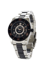 Royal Crown นาฬิกาผู้หญิง สายแสตนเลส รุ่น 6311L - สีดำ/เงิน