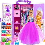 Doll and Doll Accessories 101 Pcs Doll Clothes and Accessories Purple Doll Closet Wardrobe Closet Pl