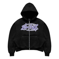 Baju Roofair Hoodie Boxy Double Zipper - Purple Logo K88
