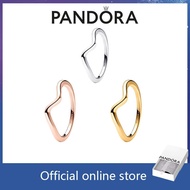 100% PANDORA genuine S925 sterling silver ring pairing Pandora Polished Wave Ring