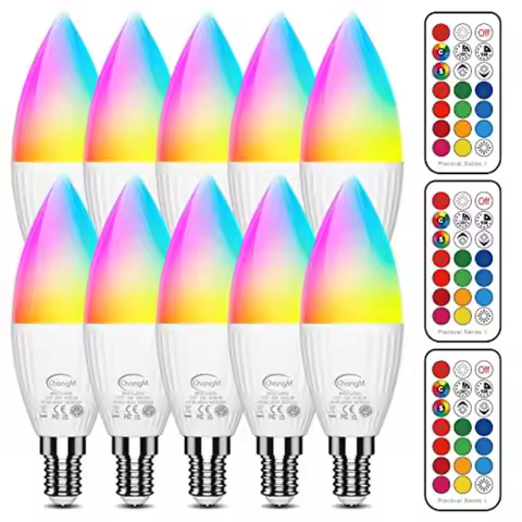 E12 LED Candelabra Light Bulbs 40W Equivalent, B11 Color Changing Candle Bulb with Remote Control, C