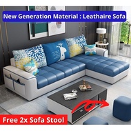 🏠 7FT 210CM Modern Design L Shape Sofa | Technology Fabric 3 Seater 4 Seater L Shape Sofa | FREE 2 Sofa Stools